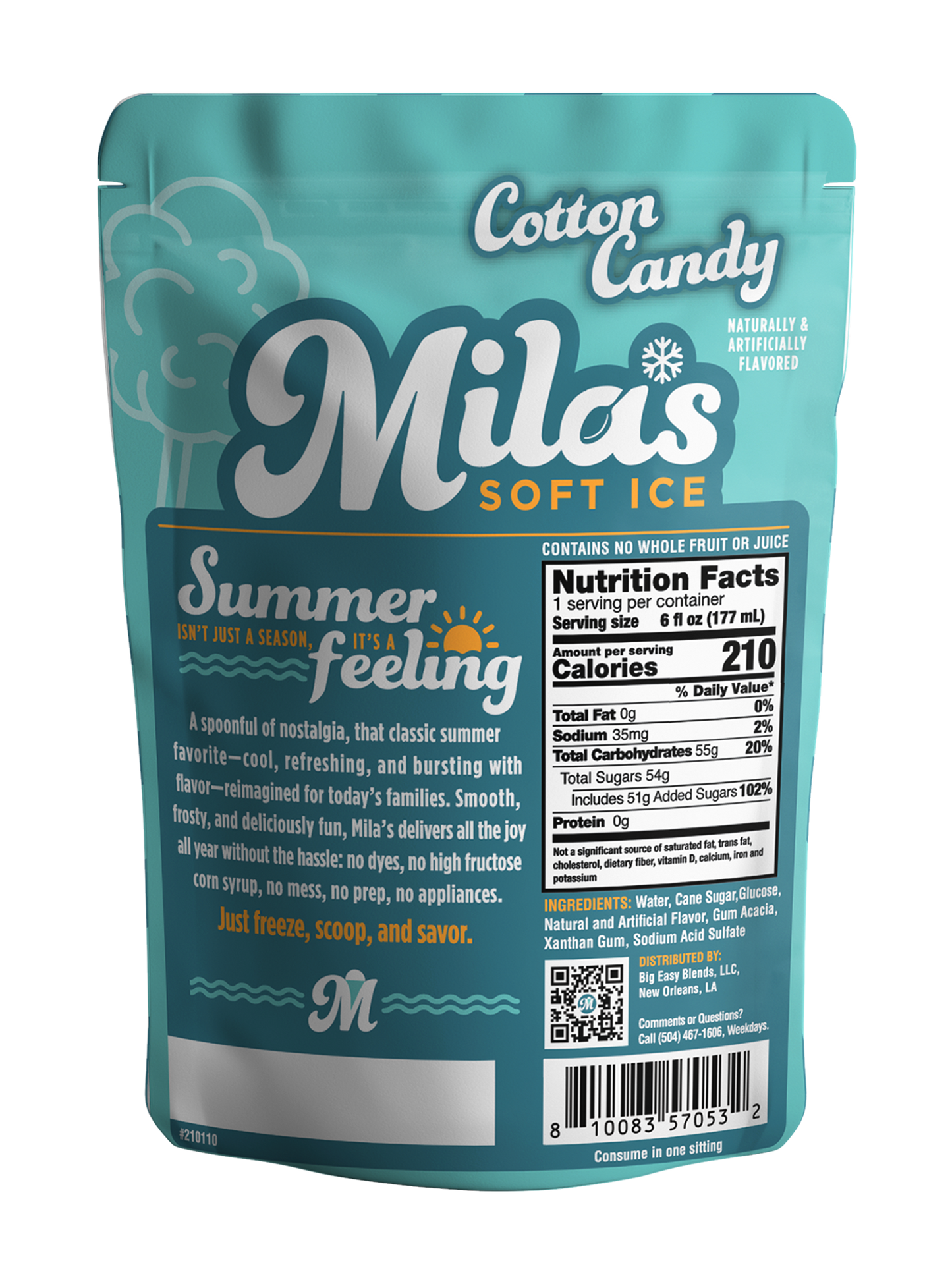 Mila's Soft Ice - Cotton Candy. 12 Pack