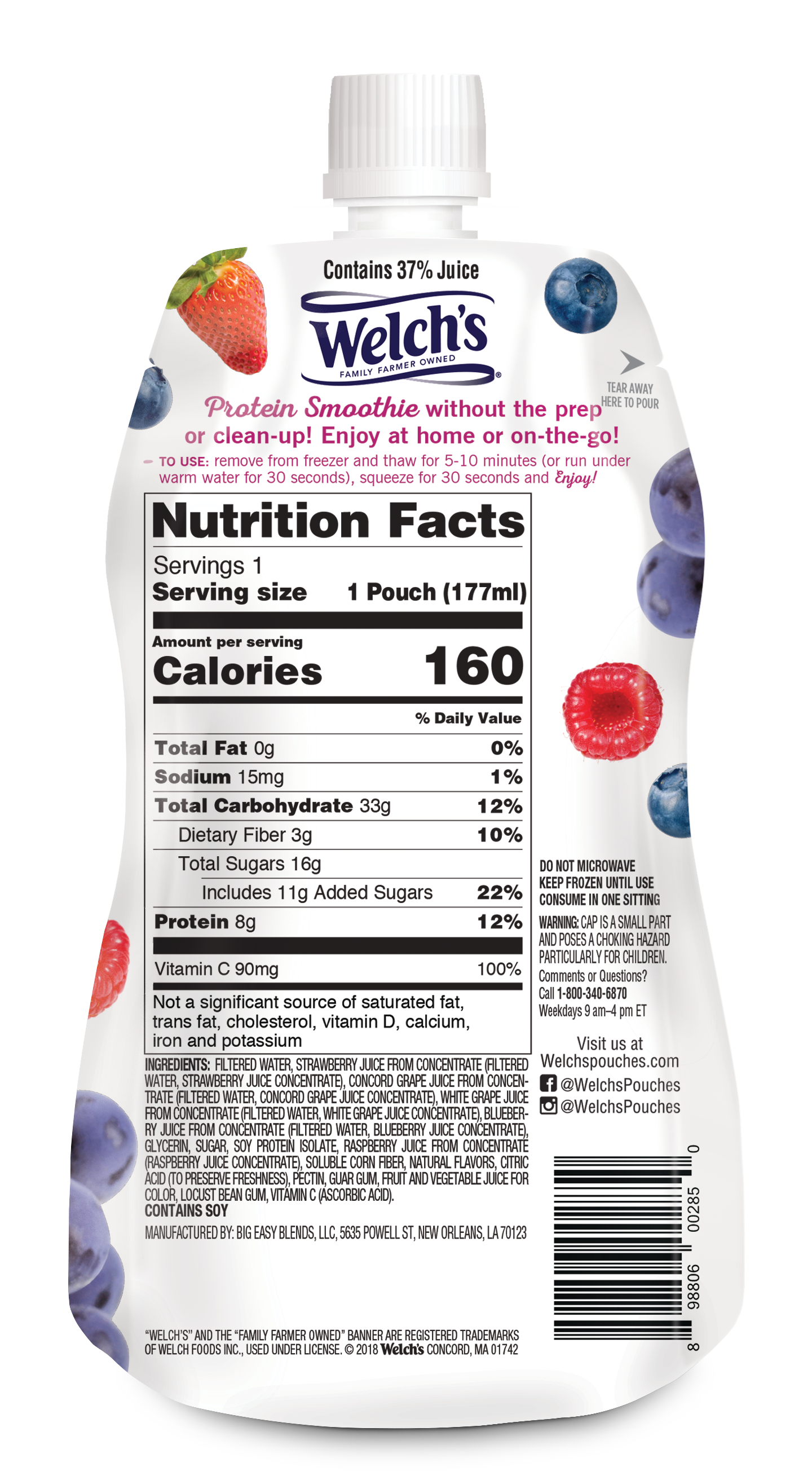 Welch's Protein Smoothie - Mixed Berry 12- Pack
