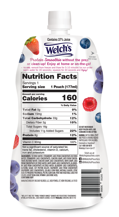 Welch's Protein Smoothie - Mixed Berry 12- Pack