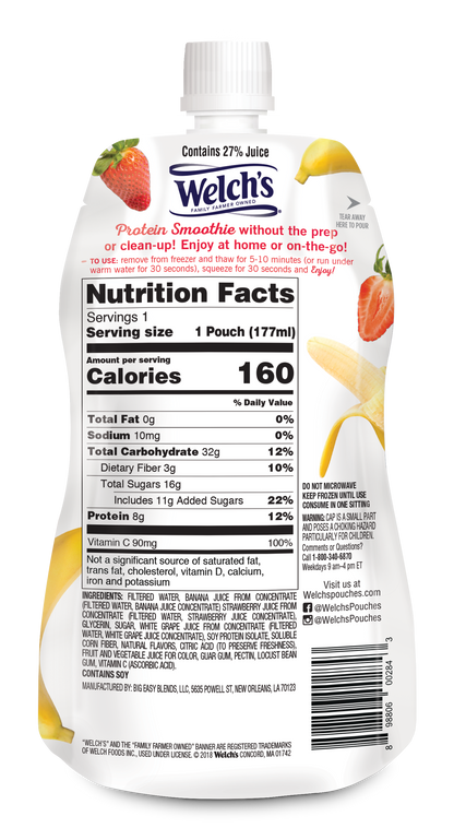 Welch's Protein Smoothie - Strawberry Banana 12- Pack